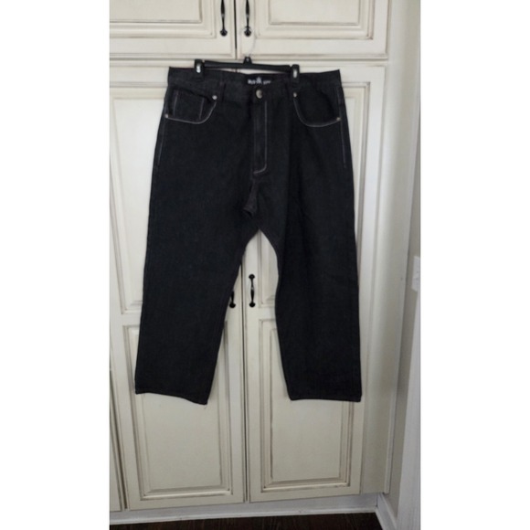 Red Ape Jeans Men's 40-42/29 Black Red Embroidered Y2K Hip Hop Streetwear Skater - Picture 2 of 11